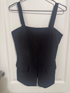 Tailored Black Sleeveless Peplum Vest